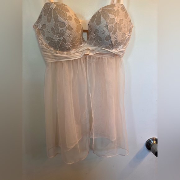 Victorias Secret Pink Floral Print Lingerie Babydoll 36C - Picture 3 of 3